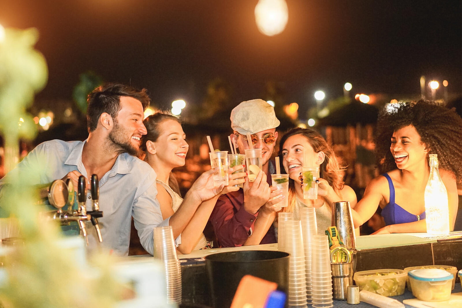 Guests toasting at a private event at Surf Shack